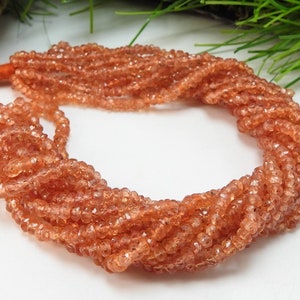 Orange Sapphire Faceted Roundel Bead/8Inches 2MM/Loose Stone/For Jewelry Makers/100%Natural/BSJ-B6