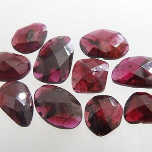 10Pieces Lots Rhodolite Garnet Cabochon Lot,Fancy Cut,Faceted,Loose Stone,Handmade,For Making Jewelry 100%Natural,19X12 TO 13X11 MM R-B