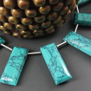 Turquoise Baguette,Rectangle,Faceted,Loose Stone,Handmade,Synthetic,Briolettes 13Pieces 22X8MM Approx bsj-17