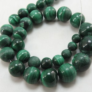 Malachite Smooth Sphere Ball Round Beads/10Inches 6To12MM Approx/Wholesaler/Supplies/New Arrival/BSJ-B15