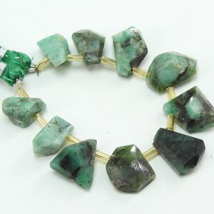 Emerald Faceted Fancy Shape Briolette/Handmade/Loose Bead/For Making Jewelry/Wholesaler 10Piece Strand 15X12To13X7MM/100%Natural/WM(BR-18)