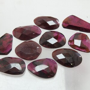 10Pieces Lots Rhodolite Garnet Cabochon Lot,Fancy Cut,Faceted,Loose Stone,Handmade,For Making Jewelry 100%Natural,29X15 TO 20X18 MM (R-B)