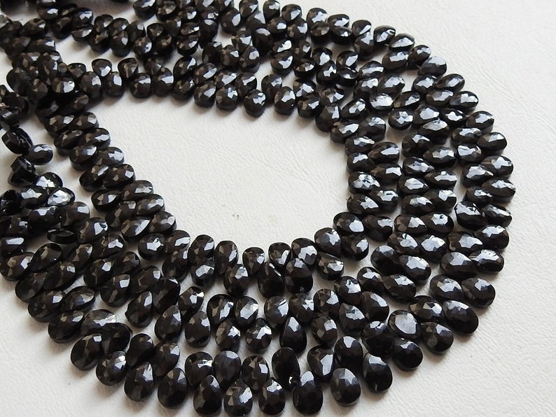 bsj BLACK SPINEL 1.Strand 10 Faceted Drops Shape Briolettes 7X5 MM Approx 100/% Natural Beautiful Quality Discounted Price New Arrival