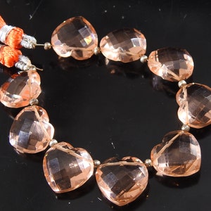 9 stuks streng morganiet roze kwarts gefacetteerd snijwerk hartvorm druppelvormig/handgemaakt/13 x 13 mm/voor sieradenmakers/BSJ-QC-2
