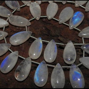 White Rainbow Moonstone Smooth Teardrop 20X10 MM Blue Flashy Fire,Loose Stone,Bead,Calibrated Stone,Earrings Pair,Making Jewelry MSJ
