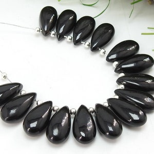 Black Onyx Smooth Teardrop/For Making Jewelry/10Piece 15X7MM/100%Natural (BSJ)CY2