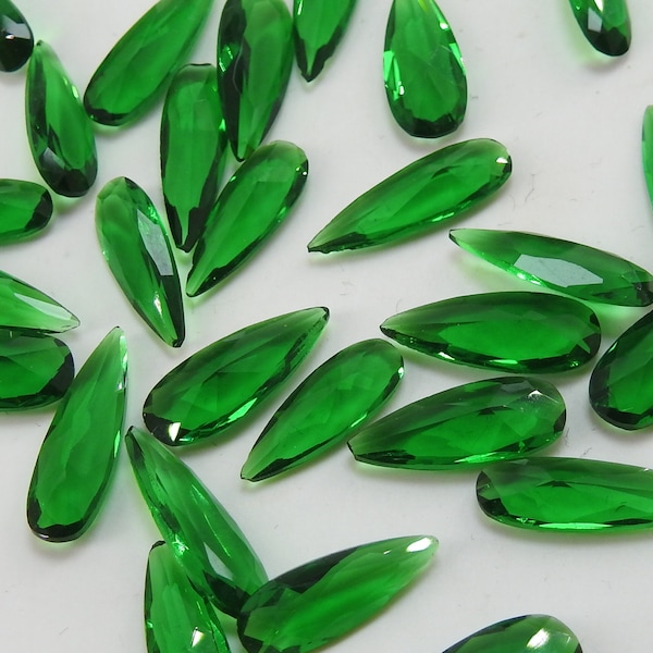 Chrome Green Quartz Cut Stone Faceted Teardrop Loose Stone One Matched Pair,16X5MM Approx (BSJ)