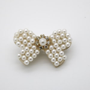 Pearl Bow Hair Clip, Bow Hair Clip, Pearl Baby Hair Clip, Flower Girl Hair Clip, Baptism Hair Clip, Ivory Hair Clip, 1485
