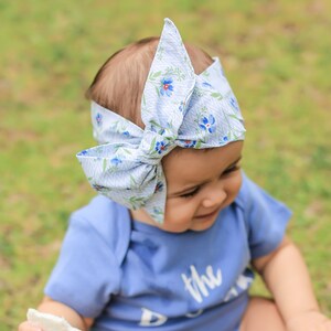 Baby Head Wrap, Baby Headwrap, Floral Baby Headband, Baby Turban, Toddler Head Wrap, Girls Headwrap, Girls Turban, Blue Baby Headwrap, 2244