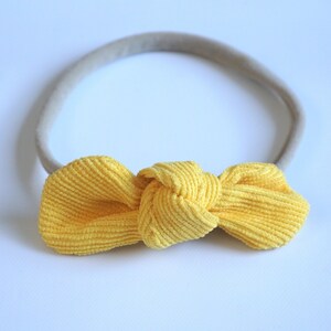 Yellow Bowknot Headband, Yellow  Bow, Baby Leather Bow Headband, Leather Bow, Baby Leather Hair Bow, 123