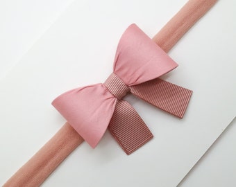 Pale Pink Bow Headband, Baby Bow Headband, Newborn Bow Headband, Photography Prop, Headband, Blush Pink Headband, Bow Headband, 2115