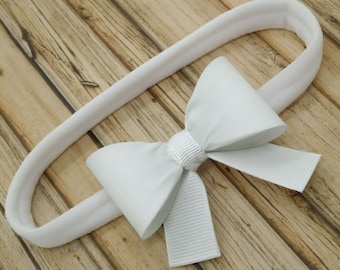 White Bow Headband, Baby Bow Headband, Newborn Bow Headband, Photography Prop, Headband, White Headband, Bow Headband, 2115