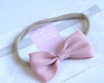 LIGHT PINK  Bow baby headband Set, Pink Baby Nylon Headband, Small Bows, Baby Bows, Newborn headbands, Nylon Headbands,Baby hair bows