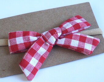 Red  Plaid Headband, Black  Bow Headband, Baby Bow Headband, Newborn Headband, Baby Girl Headband,Nylon Headband, Bow Headband, 981