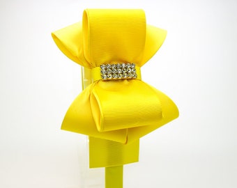 Yellow Bow Headband, Yellow Girls Headband,  Girls Hard Headband, Yellow Big Bow, Yellow Toddler Headband, Big Girl Headband, 1628