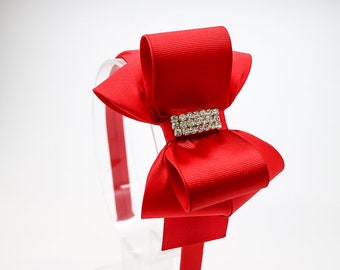 Red Big Bow Headband, Girl's Headband, Toddler Headband, Red Hard Headband, Bow Headband, Flower Girl Headband, Girls Red Headband, 1628
