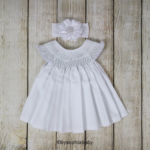 White Baby Dress, Baptism Baby Dress , Baby Girl Dress Set, Cotton Baby Dress, White Baby Dress, Baby Girl Clothes, Flower Girl Dress,  1130