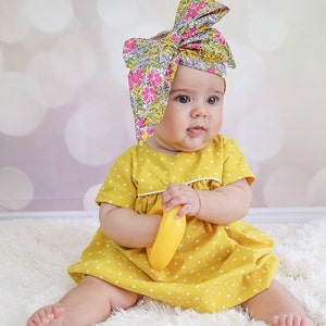 Baby Head Wrap, Baby Headwrap, Floral Baby Headband, Baby Turban, Toddler HeadWrap, Girls Headwrap Turban, Yellow Red Baby Head wrap, 2244
