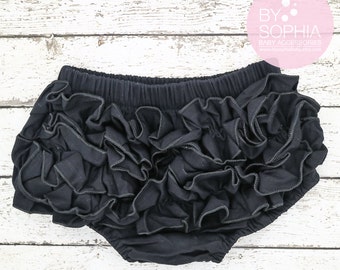 Baby Bloomers, Black Ruffle Back Bloomer, Black Bloomers, Black Diaper Cover, Cotton Baby Bloomers, Diaper Covers, Newborn Bloomers, 2221