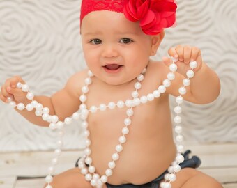 red flower headband baby