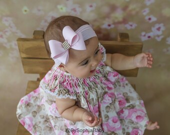 Bandeau Fleur Perle Rose Clair Bebe Fleur Bandeau Bandeau Etsy