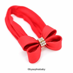 Baby Headband Headwrap, Red Bow Headband, Christmas Headband, Red Baby Bow, Newborn Headband, Baby Red Headband, Nylon Headband, 923