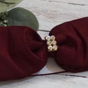 Wine Big Bow Headband, Burgundy Headband, Newborn Headband, Baby Bow Headband, Photo Prop, Big Bow Headband, Ivory Baby Headband, 907