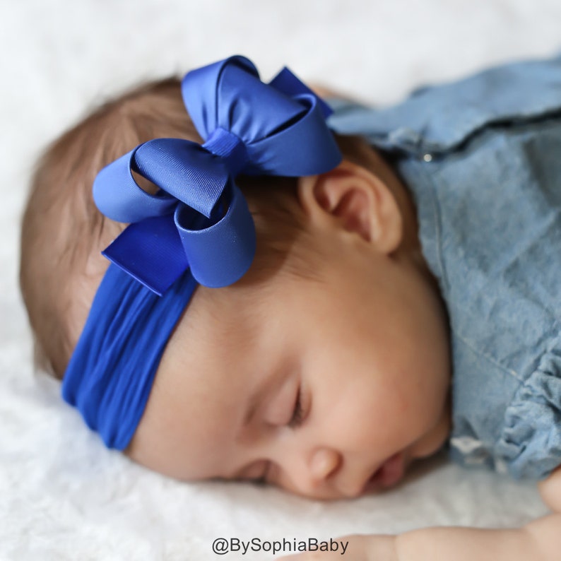 Royal Blue Big Bow Headband Royal Blue Baby Headband Royal Etsy