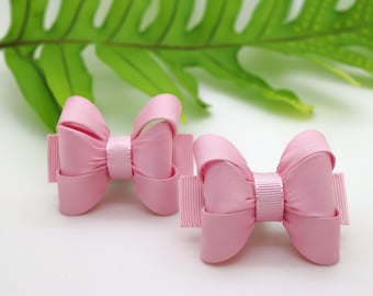 Light Pink Baby Bow, Pig Tail Baby Bow, Light Pink Hair Bow, Small Baby Bow Hair Clip, Flower Girl Baby Small Hair Bow, Pink Baby Bow, 2124