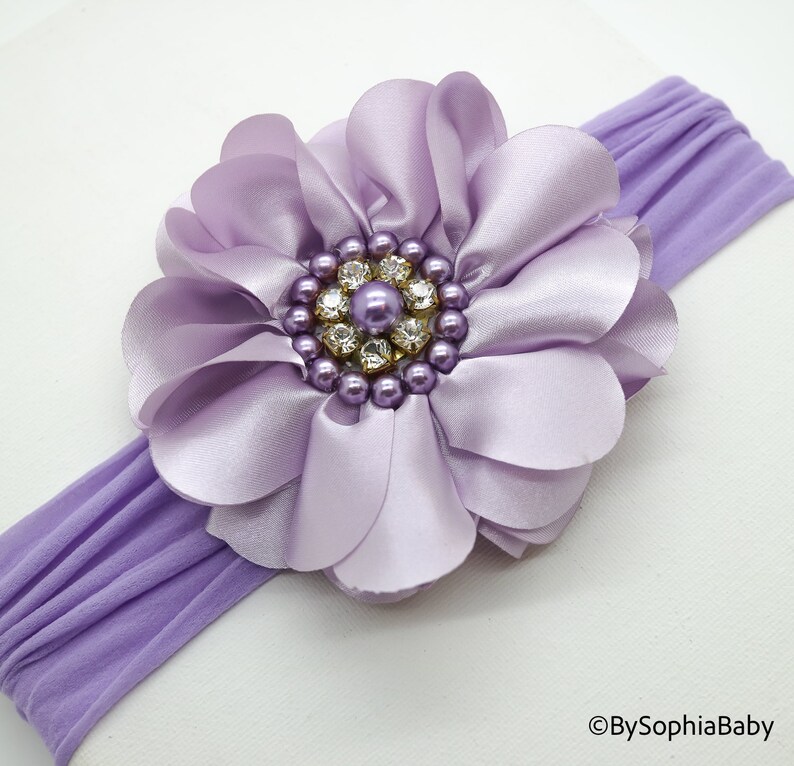 Baby Headband Headwrap Lilac Lavender Flower Headband Baby Etsy