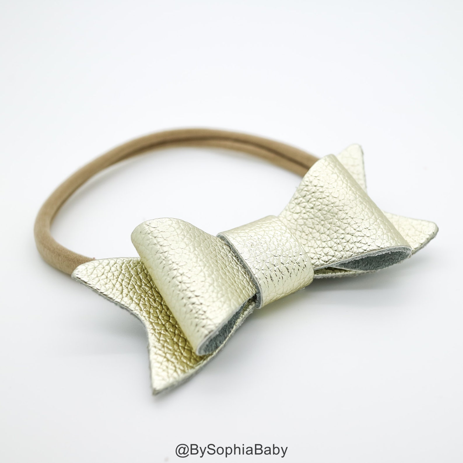 Baby Headband Gold Leather Bow Baby Leather Bow Headband Etsy