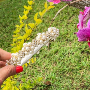 Ivory Flower Crown Headband, Pearls crown Headband, Flower Arch Headband, Girls Headband, Rhinestone Headband, Flower Girl Headband, 1744 image 3