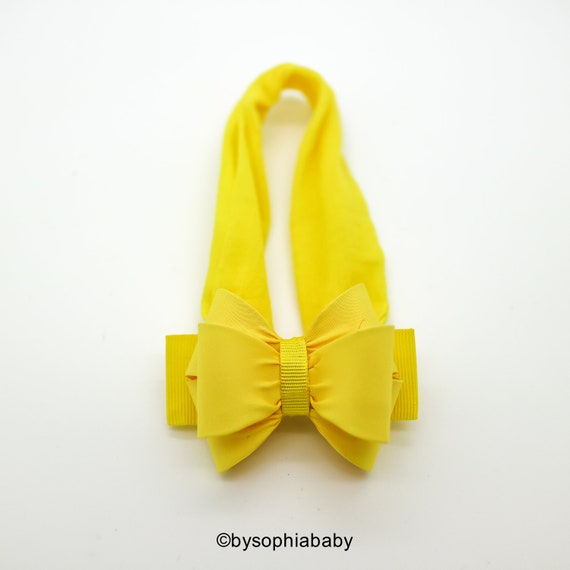 yellow bow headband baby