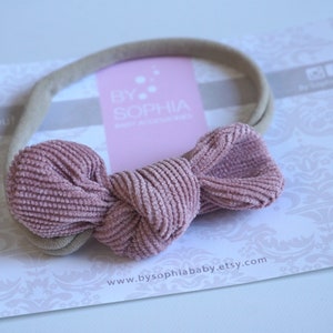 Dusty Pink Bowknot Headband, pink  Bow, Baby Bow Headband, cotton Bow, Baby Hair Bow