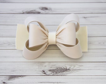 Ivory Hair Clip, Ivory Bow Hair Clip, Bow Hair Clip, Peuter Gold Hair Clip, Girls Bow Hair Clip, Big Bow Hair Clip, 984