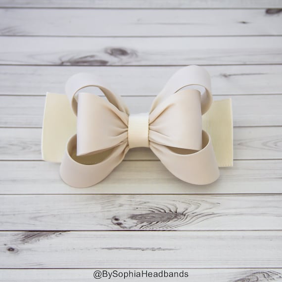 Ivory Hair Clip, Ivory Bow Hair Clip, Bow Hair Clip, Toddler Gold Hair Clip, Girls Bow Hair Clip, Big Bow Hair Clip, 984