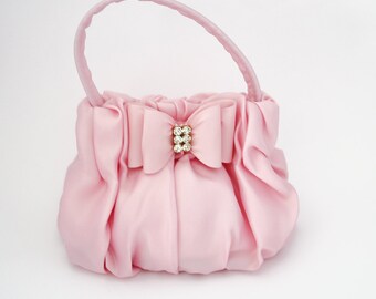 Baby Handbag Purse, Baby Pink Purse, Flower Girl Purse, Baby Toddler Baby Pink Purse, Pink Baby Bow Headband, Photo Prop, 687