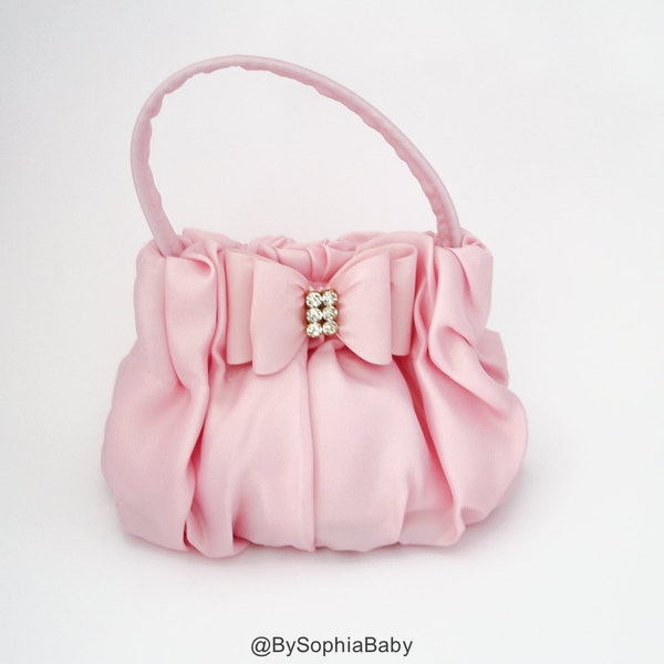 Baby Handbag Purse, Baby Pink Purse, Flower Girl Purse, Baby Toddler Baby Pink Purse, Pink Baby Bow Headband, Photo Prop, 687