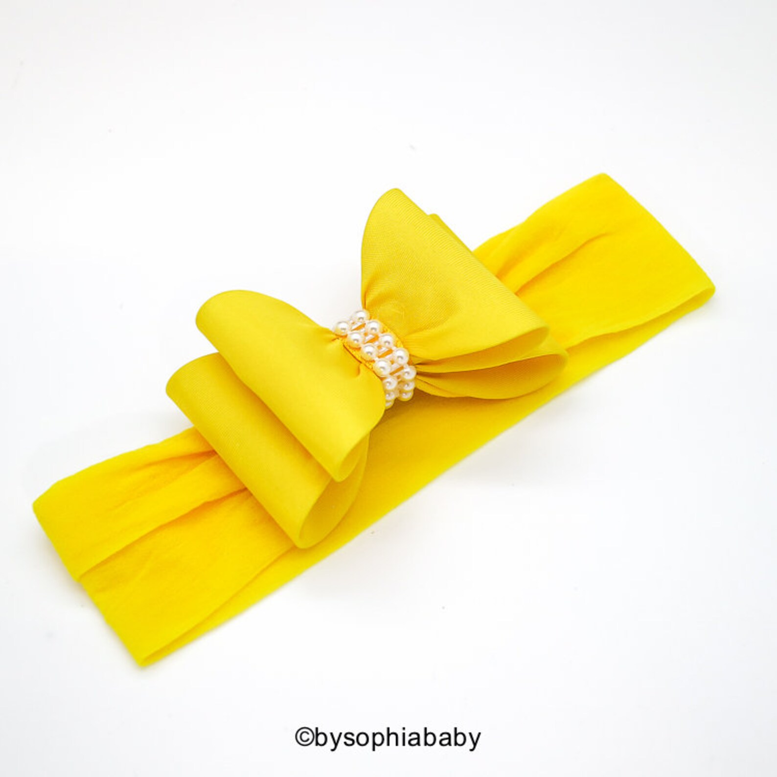 Babyhug Free Size Headband with Bow Applique - Yellow
