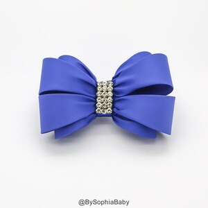 Royal Blue Bow Hair Clip, Girls Bow, Bow Hair Clip, Wedding Hair Clip, Toddler Hair Clip, Rhinestone Hair Clip, Flower Girl Bow Clip, 1367