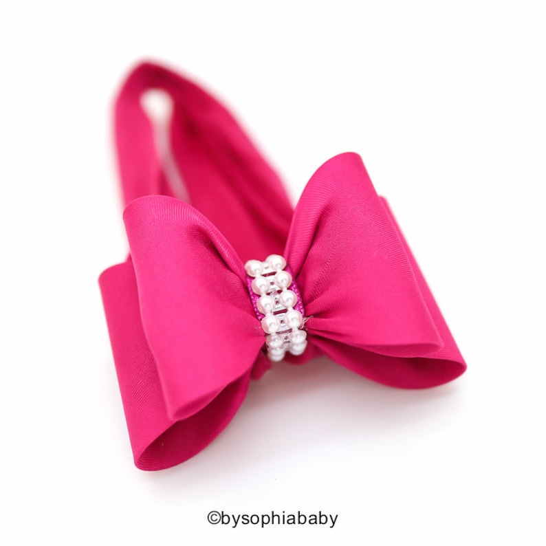 Hot Pink Bow Headband, Pink Baby Headband, Baby Big Bow Headband, Newborn Headband, Baby Headband, Nylon Headband, Pink Baby Headband, 936 image 1