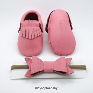 Light Pink Fringe Moccasins, Baby Pink Moccasins, Baby Leather Shoes, Genuine Leather Moccs, Toddler Moccasins, Baby Moccs, Baby Shower Gift