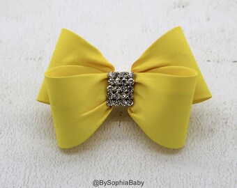 Yellow Bow, Yellow Bow Hair Clip, Bow Hair Clip, Toddler Yellow Hair Clip, Girls Bow Hair Clip, Big Bow Hair Clip, Yellow hair Bow, 1004