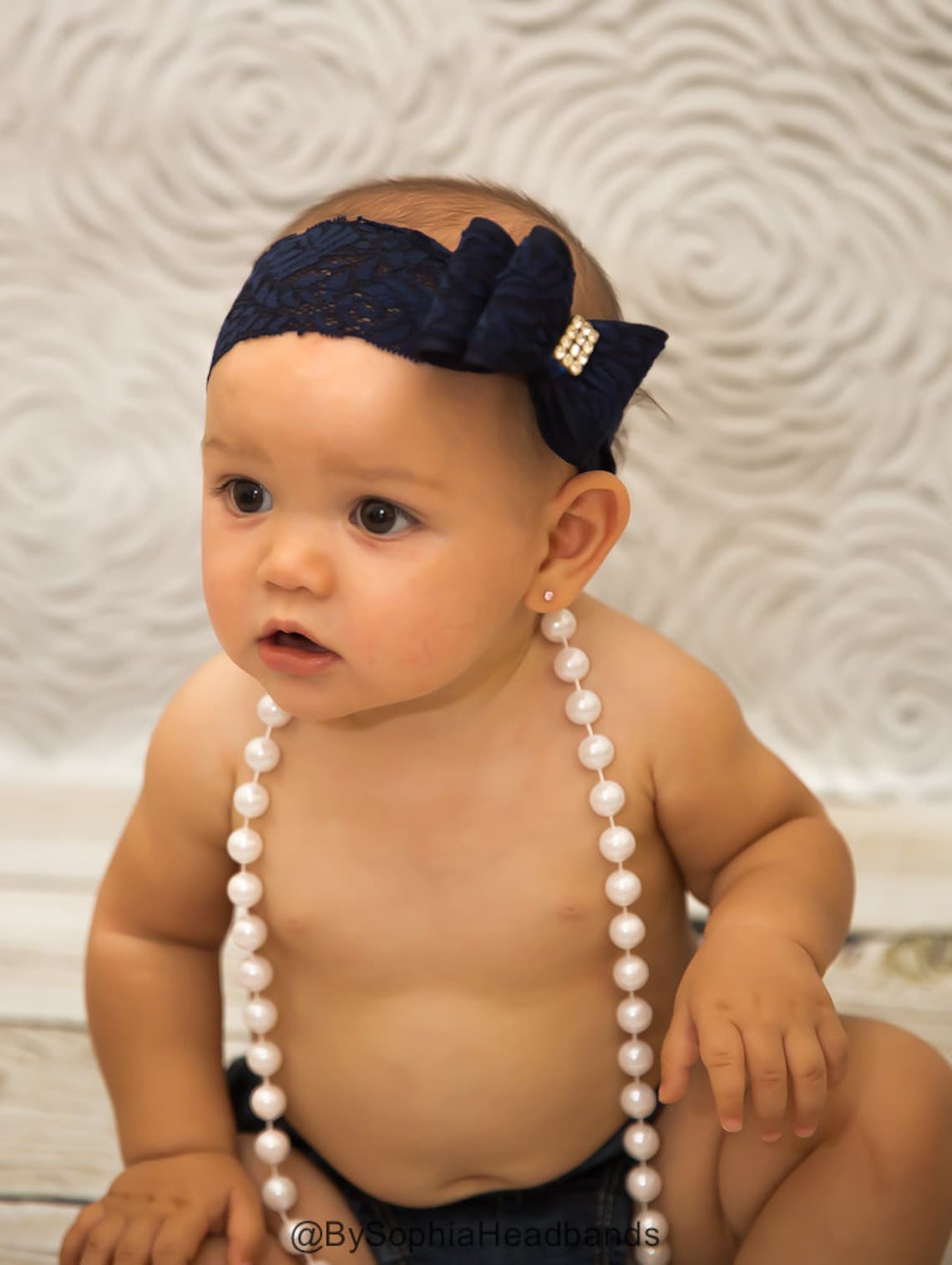 Baby Headband Navy Blue Big Bow Headband Baby Bow Headband Etsy
