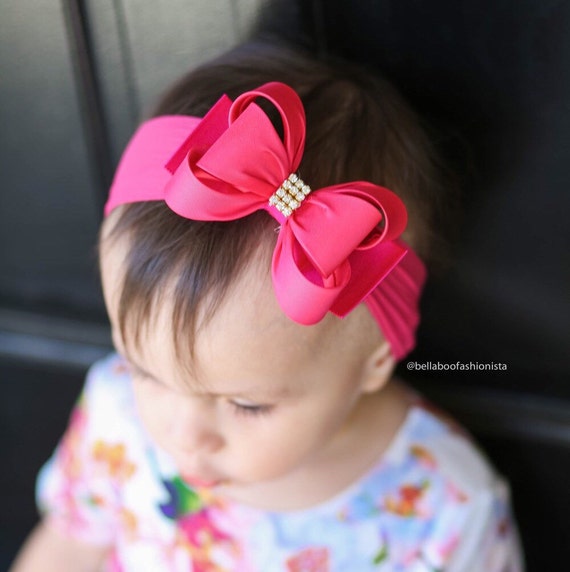 Hot Pink Bow Headband Pink Baby 
