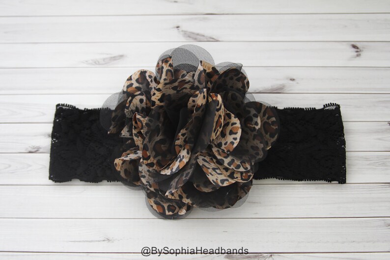 Leopard Flower Headband Baby Flower Headband Newborn Etsy