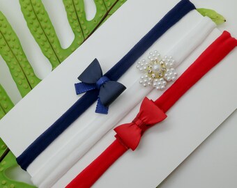 America Newborn headband Set of 3, Baby bow headband set, Baby Shower Gift, newborn girl gift, Baby bows set of 3, Baby Girl Gift, 2157