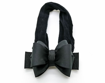 Black Bow Headband, Black Headband, Baby Black Bow Headband, Newborn Headband, Baby Headband, Nylon Headband, Black Hair Bow, 1699