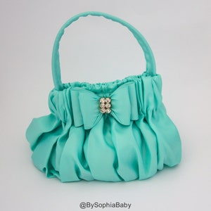 Baby-Handtasche, Aqua grün Geldbörse, Blumenmädchen Geldbörse, Baby Kleinkind Baby grün Handtasche, grüne Baby Schleife Handtasche, Foto-Prop, 687
