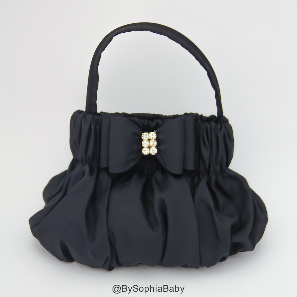 Baby Handbag Purse Black Baby Purse Flower Girl Purse Baby Etsy
